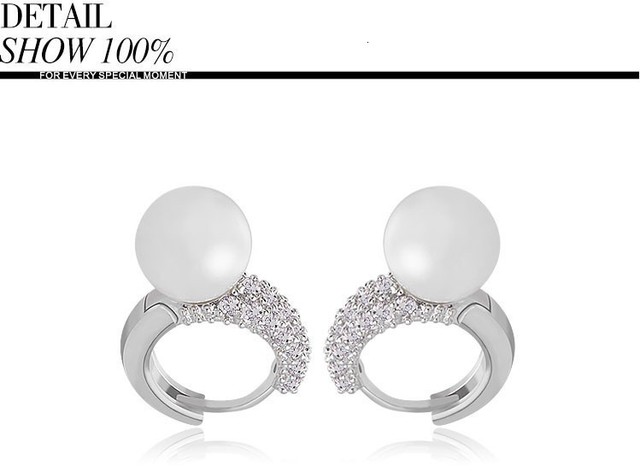 Nausznice LUOTEEMI imitacja białej perły z cyrkoniami (AAA) - biżuteria elegancka dla kobiet - Wianko - 7