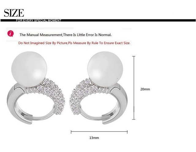 Nausznice LUOTEEMI imitacja białej perły z cyrkoniami (AAA) - biżuteria elegancka dla kobiet - Wianko - 17
