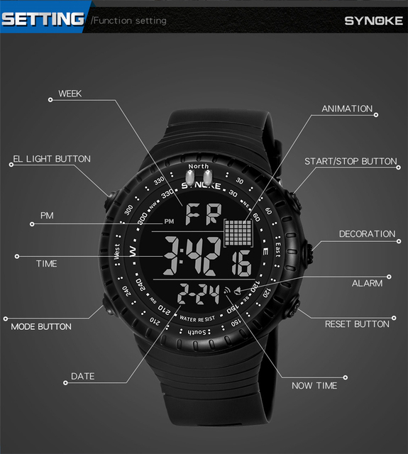 Mężczyźni zegarek cyfrowy 2021 z podwójnym czasem, krokomierzem i budzikiem, wodoszczelny do 50M - zegarek wojskowy - Wianko - 13