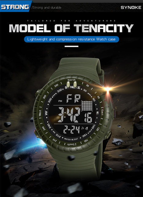 Mężczyźni zegarek cyfrowy 2021 z podwójnym czasem, krokomierzem i budzikiem, wodoszczelny do 50M - zegarek wojskowy - Wianko - 10