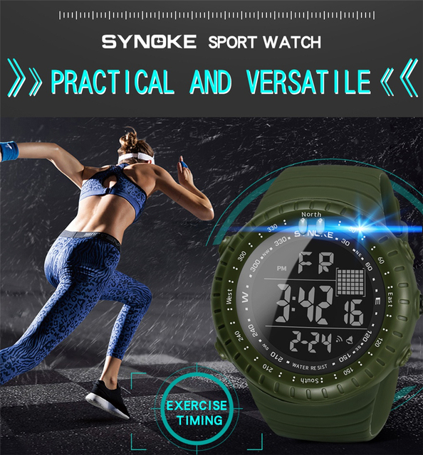 Mężczyźni zegarek cyfrowy 2021 z podwójnym czasem, krokomierzem i budzikiem, wodoszczelny do 50M - zegarek wojskowy - Wianko - 2