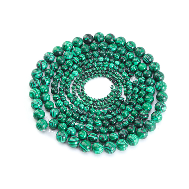 Koraliki malachitowe zielone Jades, okrągłe 15 Strand - paciorki 4/6/8/10/12mm, do tworzenia biżuterii DIY - Wianko - 16
