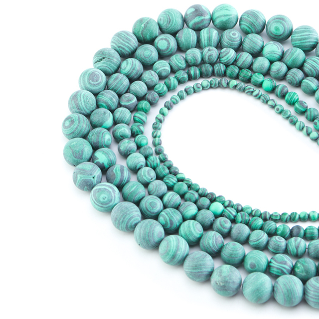 Koraliki malachitowe zielone Jades, okrągłe 15 Strand - paciorki 4/6/8/10/12mm, do tworzenia biżuterii DIY - Wianko - 24