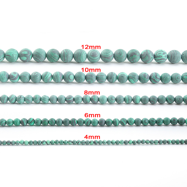 Koraliki malachitowe zielone Jades, okrągłe 15 Strand - paciorki 4/6/8/10/12mm, do tworzenia biżuterii DIY - Wianko - 21