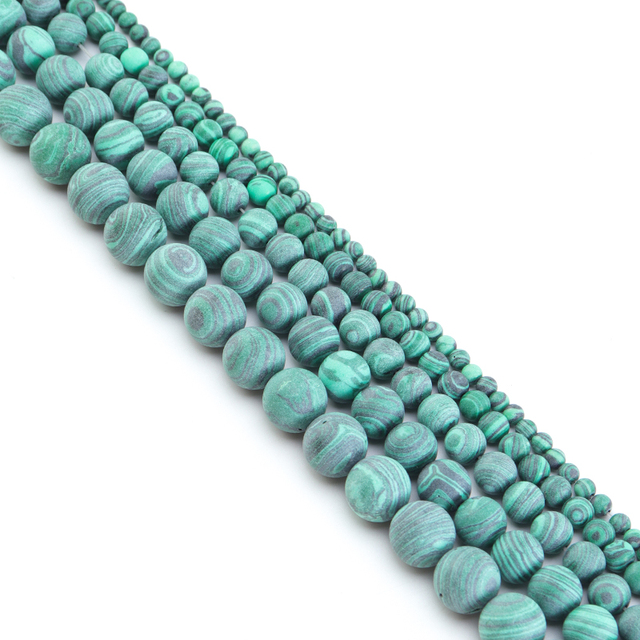 Koraliki malachitowe zielone Jades, okrągłe 15 Strand - paciorki 4/6/8/10/12mm, do tworzenia biżuterii DIY - Wianko - 23