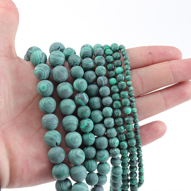 Koraliki malachitowe zielone Jades, okrągłe 15 Strand - paciorki 4/6/8/10/12mm, do tworzenia biżuterii DIY - Wianko - 25