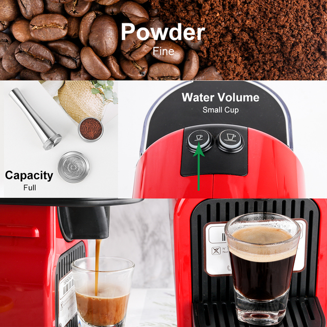 Kapsułki wielokrotnego użytku do Nespresso - stal nierdzewna, z łyżką i ubijakiem - filtr kawy - Wianko - 2