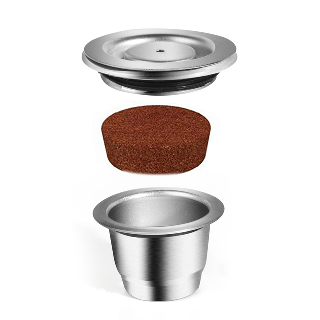 Kapsułki wielokrotnego użytku do Nespresso - stal nierdzewna, z łyżką i ubijakiem - filtr kawy - Wianko - 17