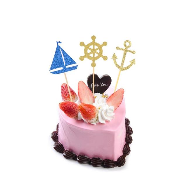 24 szt. Wykaszarki do ciast żaglówka kotwica - trwała dekoracja ciasta żeglarskiego- festiwal urodziny bankiet - Wianko - 11