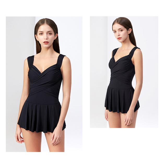 Jednoczęściowy strój kąpielowy Julysand czarny sukienkowy - styl Retro, elegancki - Wianko - 7