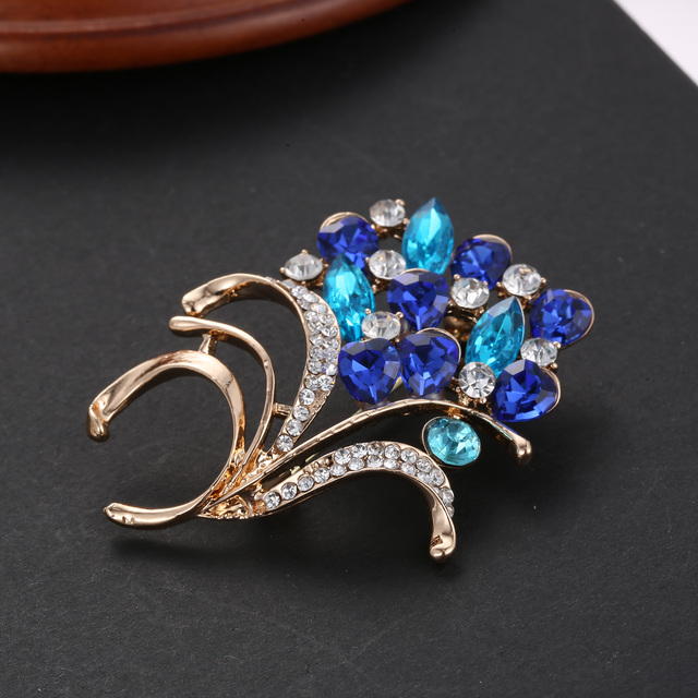 Elegancka broszka Rinhoo Fashion z głęboko niebieskim kwiatem i kryształami Rhinestone do klapy, biżuteria do wesele i stanik - Wianko - 94