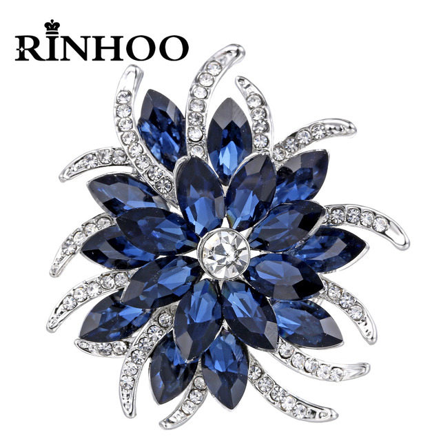 Elegancka broszka Rinhoo Fashion z głęboko niebieskim kwiatem i kryształami Rhinestone do klapy, biżuteria do wesele i stanik - Wianko - 83