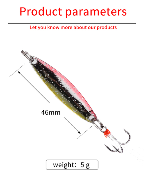Spinner metalowy Jackfish - przynęta z piórkiem, zestaw haków - pstrąg, szczupak, okoń - Wianko - 2