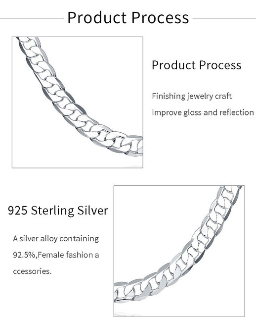 Naszyjnik BAYTTLING 925 Sterling Silver 8MM łańcuch Figaro 16/18/20/22/24 cala dla mężczyzny i kobiety - Wianko - 4