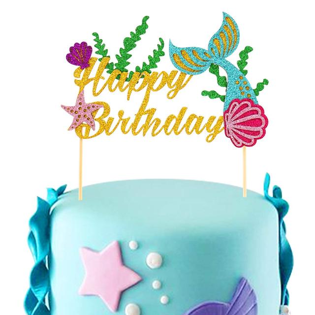 Dekoracja na tort w kształcie Syrenki z motywem Cupcake - szczęśliwe artykuły na urodziny i wesela - Wianko - 10