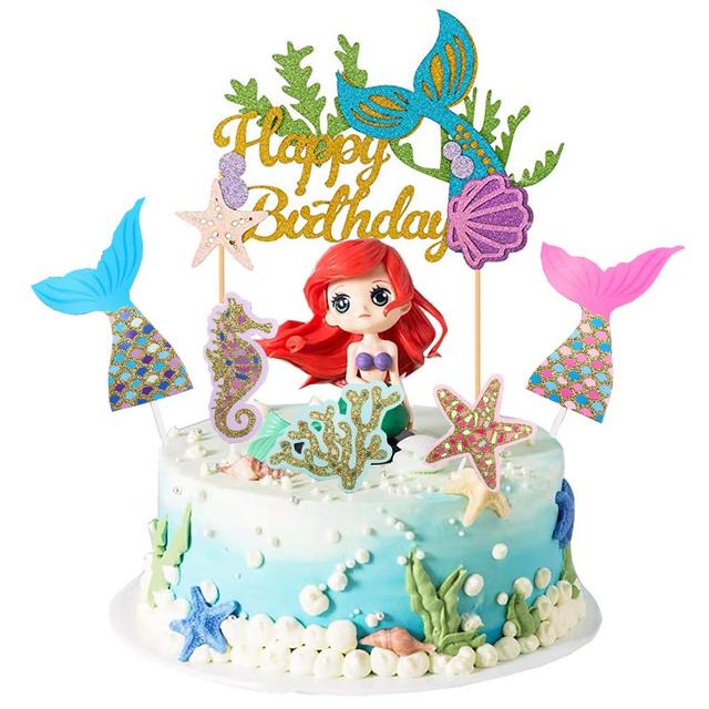 Dekoracja na tort w kształcie Syrenki z motywem Cupcake - szczęśliwe artykuły na urodziny i wesela - Wianko - 7