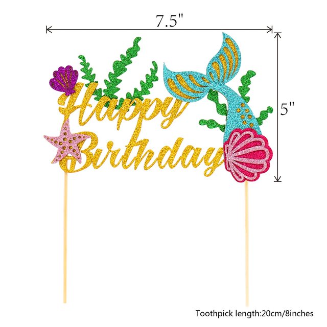 Dekoracja na tort w kształcie Syrenki z motywem Cupcake - szczęśliwe artykuły na urodziny i wesela - Wianko - 11
