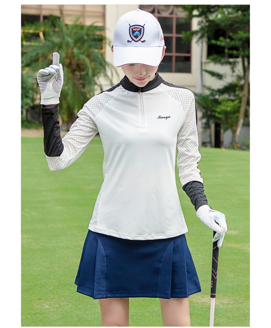 Bluzka damska golfowa z długim rękawem - ochrona przed słońcem, siatka oddychająca - wiosna/jesień - Wianko - 7