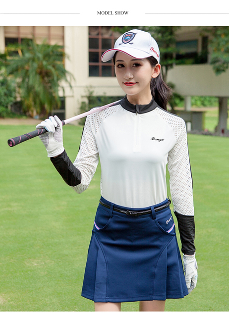 Bluzka damska golfowa z długim rękawem - ochrona przed słońcem, siatka oddychająca - wiosna/jesień - Wianko - 5