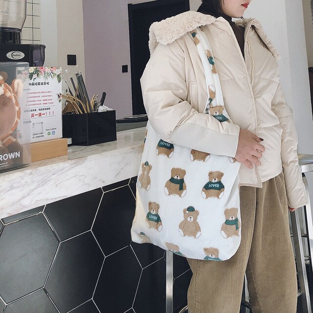 Nowa, słodka torba na ramię z miękkiego płótna z motywem niedźwiedzia Bunny, Youda moda damska - Wianko - 39