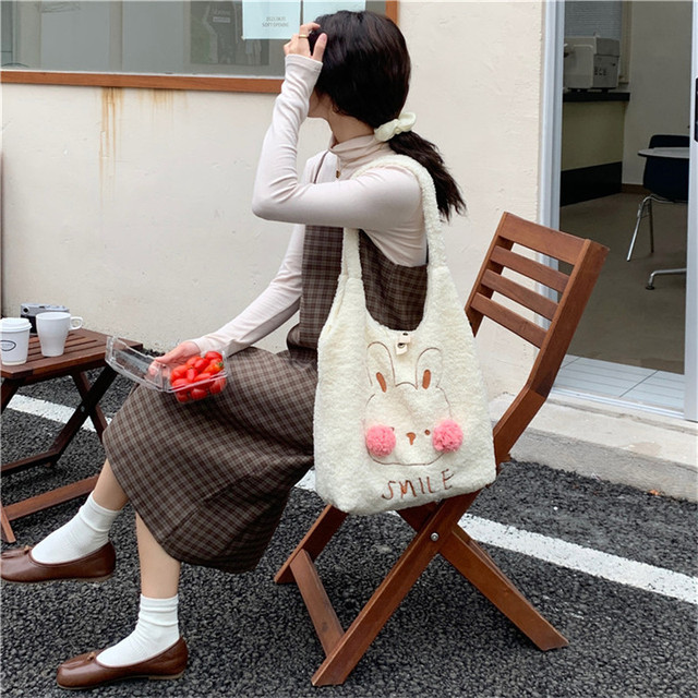 Nowa, słodka torba na ramię z miękkiego płótna z motywem niedźwiedzia Bunny, Youda moda damska - Wianko - 29