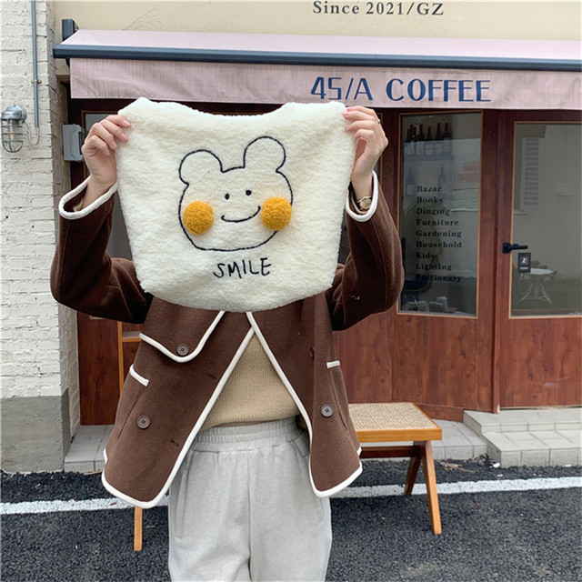 Nowa, słodka torba na ramię z miękkiego płótna z motywem niedźwiedzia Bunny, Youda moda damska - Wianko - 4