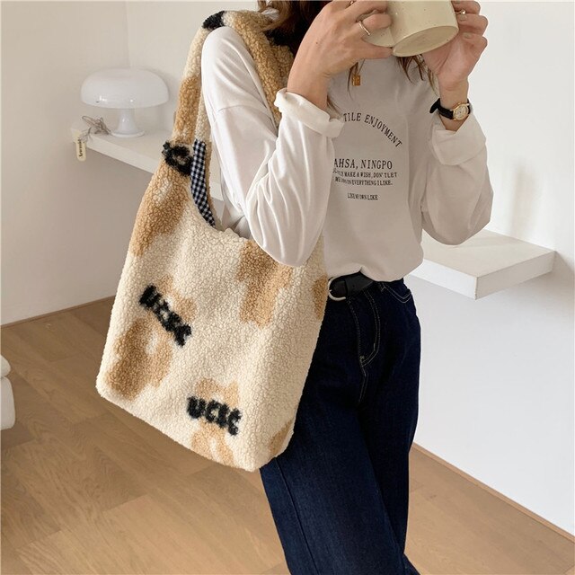Nowa, słodka torba na ramię z miękkiego płótna z motywem niedźwiedzia Bunny, Youda moda damska - Wianko - 44