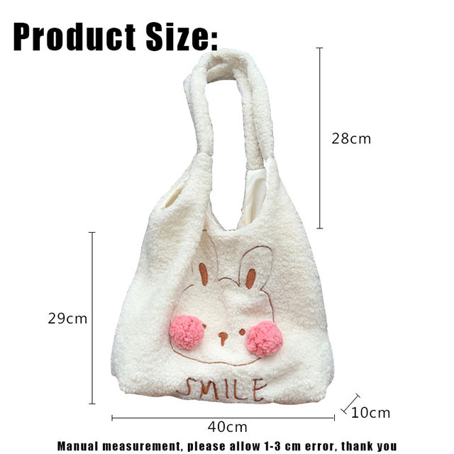 Nowa, słodka torba na ramię z miękkiego płótna z motywem niedźwiedzia Bunny, Youda moda damska - Wianko - 1