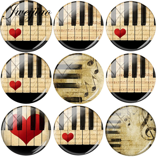 Klip Art klawisze fortepianu - czerwone serce - wzór kopuła Cabochon - biżuteria DIY - Wianko - 22