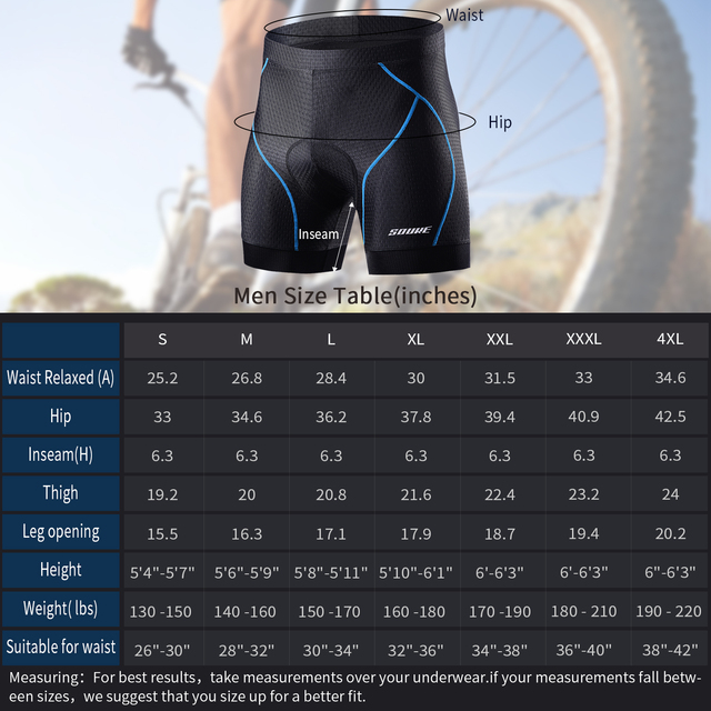 Męskie kolarskie szorty 4D - wyściełane, miękkie, odporne na wstrząsy, oddychające - Wianko - 1