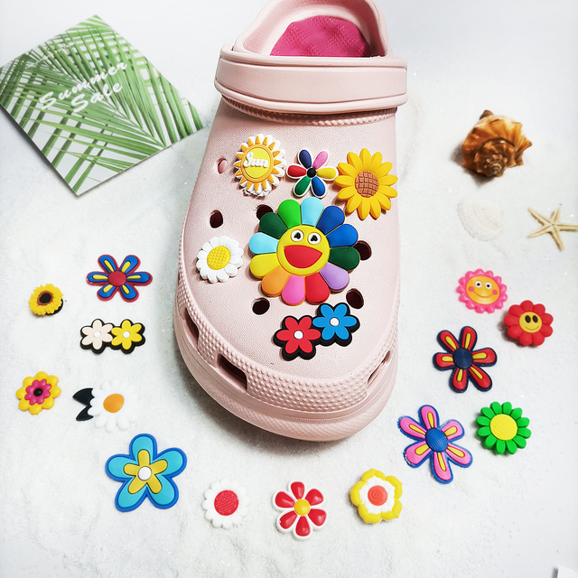 Ozdoba do butów Charms z kolorowymi kwiatami słonecznika, urokliwe klamry do butów i akcesoria do Croc Jibz - sztuka - Wianko - 3