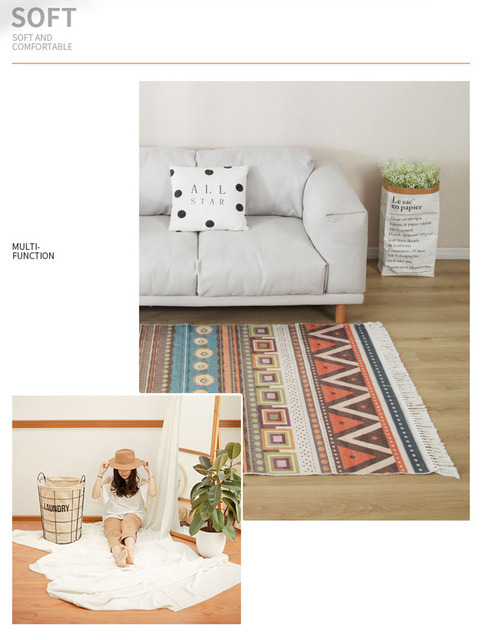 Dywany Makrama - Duży etniczny dywan do salonu i sypialni, antypoślizgowa mata podłogowa ręcznie tkana - Wianko - 3