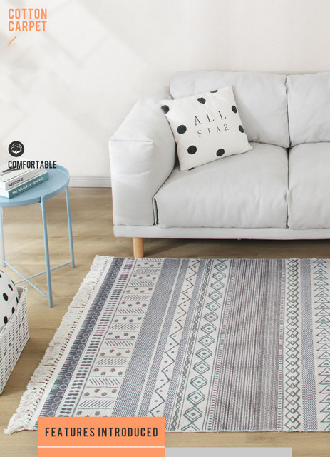 Dywany Makrama - Duży etniczny dywan do salonu i sypialni, antypoślizgowa mata podłogowa ręcznie tkana - Wianko - 4