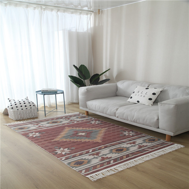 Dywany Makrama - Duży etniczny dywan do salonu i sypialni, antypoślizgowa mata podłogowa ręcznie tkana - Wianko - 11