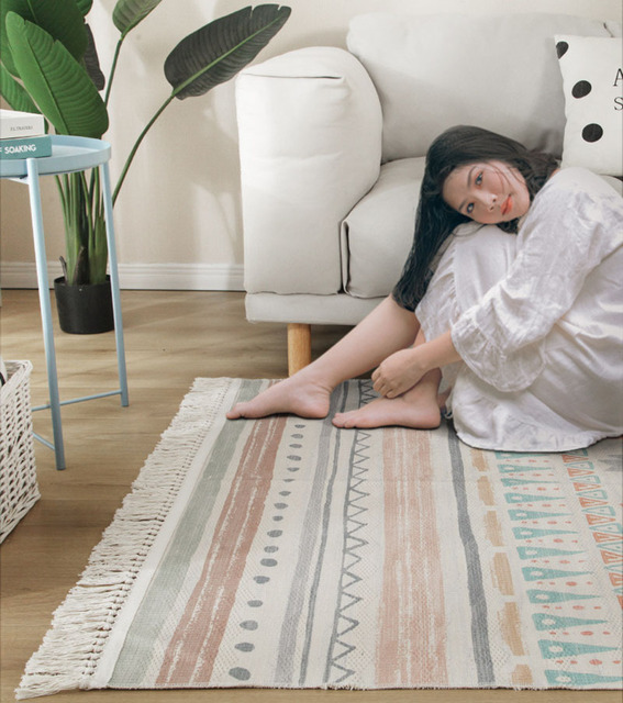 Dywany Makrama - Duży etniczny dywan do salonu i sypialni, antypoślizgowa mata podłogowa ręcznie tkana - Wianko - 5