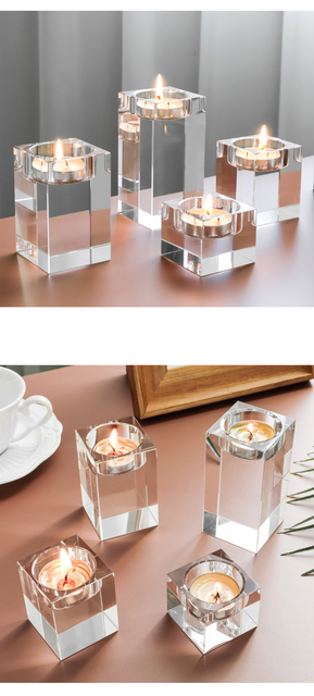 Jasne kwadratowe szklane świeczniki Nordic Home Decoration na nowy rok 2022 i dekoracje ślubne - Wianko - 6