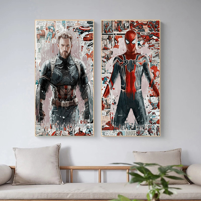 Plakat Avengers Spiderman Iron Man na płótnie Marvel Home Decoration - Wianko - 4