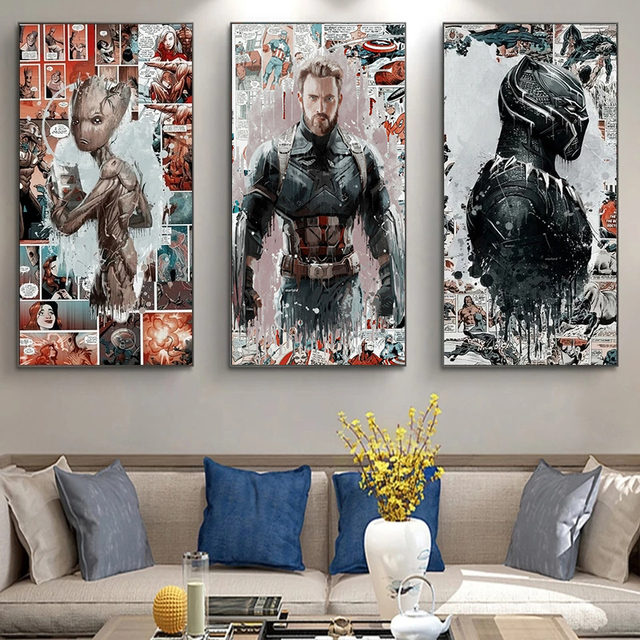 Plakat Avengers Spiderman Iron Man na płótnie Marvel Home Decoration - Wianko - 3