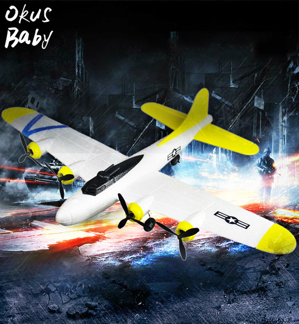 Zdalnie sterowany samolot RC 2019 Bomber Flighter - zabawka do zabawy na zewnątrz, model samolotu z automatycznym balansem, ładowarka USB 2-kanałowa - Wianko - 2