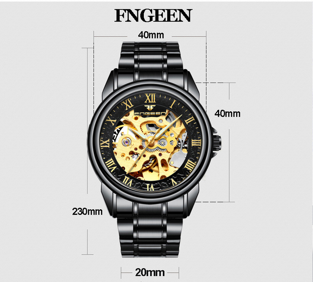 Męskie zegarki luksusowej marki - automatyczne, mechaniczne, czarne. Projektowane z Blu-ray szkłem, przezroczysty szkielet Dial - Wianko - 2