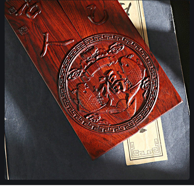 Drewniane malowidło tuszowe, 2 sztuki chińskiego przycisku do papieru z pudełkiem, heban 30cm - Wianko - 10
