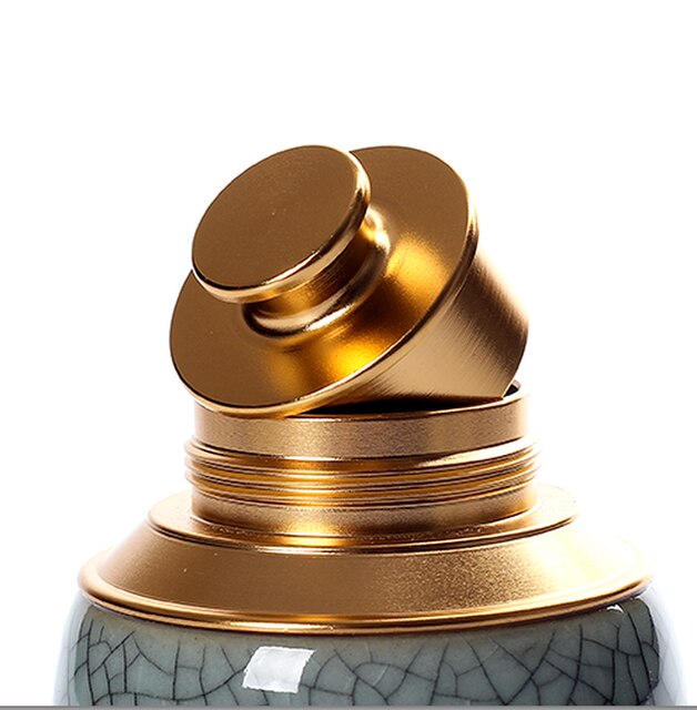 Ceramiczny pojemnik na herbatę w stylu chińskim, seledynowy, mini, podróżny, zamknięty, luksusowy z pokrywą w kolorze złotym - prezent świąteczny - Wianko - 7