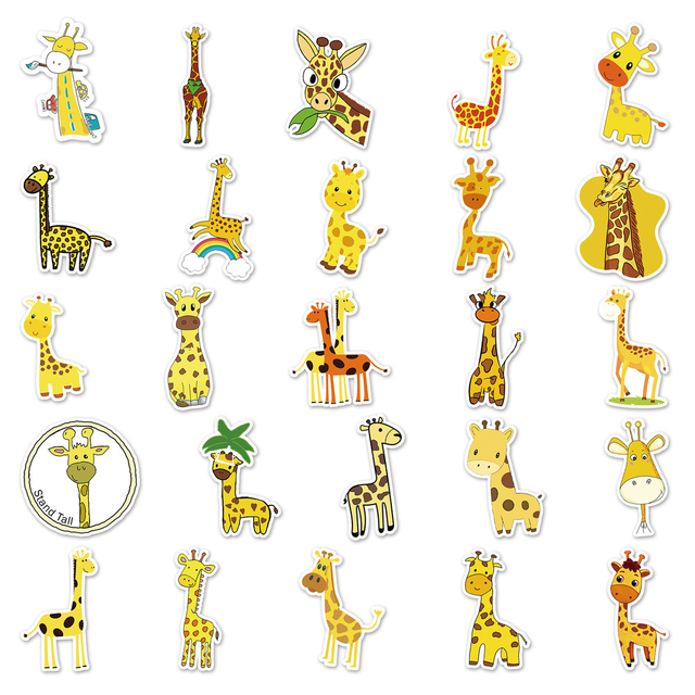 Śliczne naklejki żyrafa Anime - 10/50 sztuk, personalizacja dla dzieci, do laptopów, notebooków i biur - Wianko - 3