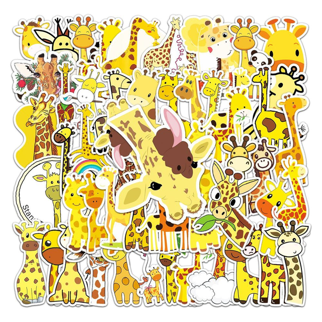 Śliczne naklejki żyrafa Anime - 10/50 sztuk, personalizacja dla dzieci, do laptopów, notebooków i biur - Wianko - 5