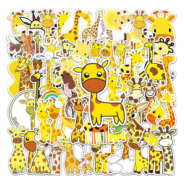 Śliczne naklejki żyrafa Anime - 10/50 sztuk, personalizacja dla dzieci, do laptopów, notebooków i biur - Wianko - 2