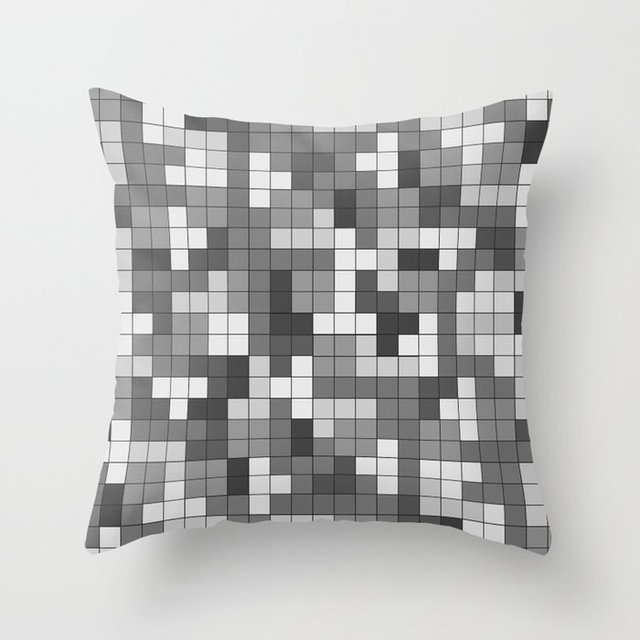 Poliesterowa poszewka na poduszkę o wymiarach 45*45 cm, w szarym geometrycznym wzorze, w kolorze srebrnym - Wianko - 15