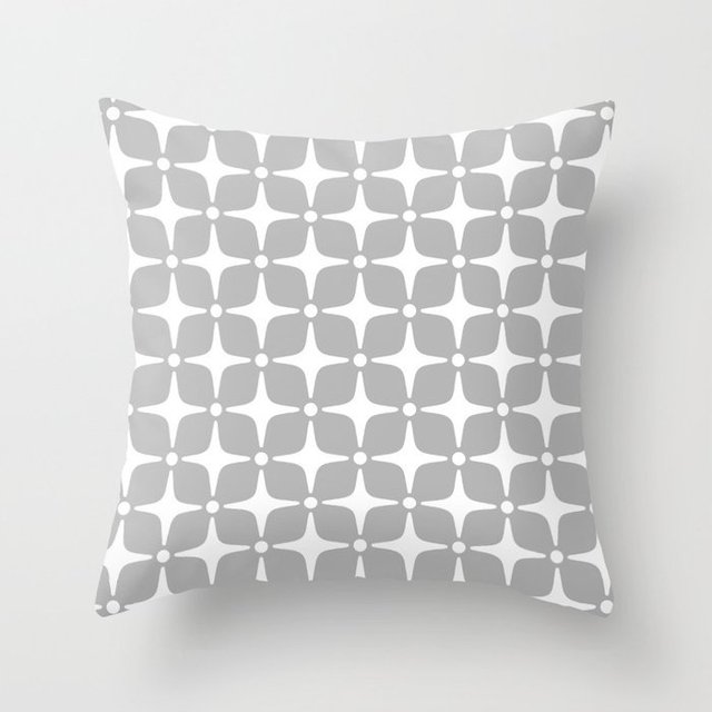 Poliesterowa poszewka na poduszkę o wymiarach 45*45 cm, w szarym geometrycznym wzorze, w kolorze srebrnym - Wianko - 7