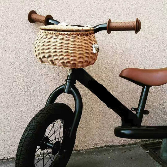 Kosz rowerowy dla dzieci ręcznie robiony rattanowy vintage - mały kosz z powrotem - Wianko - 5