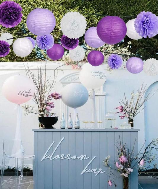 Okrągłe papierowe latarnie bibułkowe, średnica od 4 do 16 cali, kule kwiatowe na ślub, dekoracja urodzinowa, DIY, rzemieślnicze - Wianko - 4