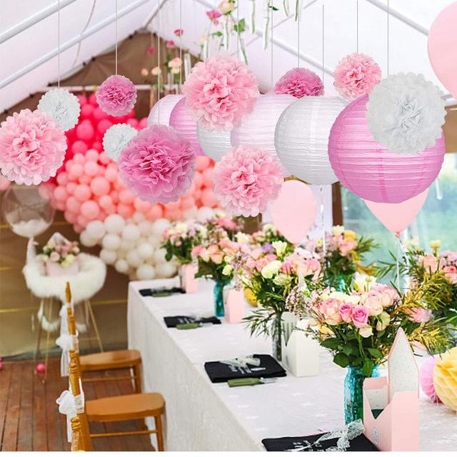 Okrągłe papierowe latarnie bibułkowe, średnica od 4 do 16 cali, kule kwiatowe na ślub, dekoracja urodzinowa, DIY, rzemieślnicze - Wianko - 1